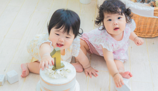 「家では難しくて…でもプロの技に感激！」可愛い双子ちゃんの撮影でした｜仙台・女の子・お誕生日